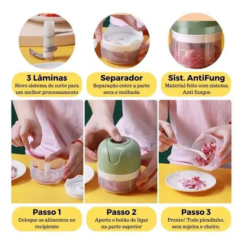 Mini Processador Elétrico Moedor Carne e Vegetais. - Imagem 3