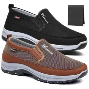 2 Pares de tênis ortopédico masculino com mocassim + carteira