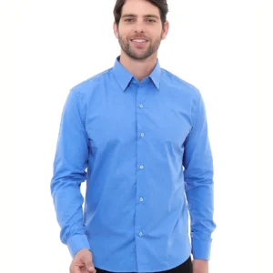 Camisa social masculina premium em linho azul